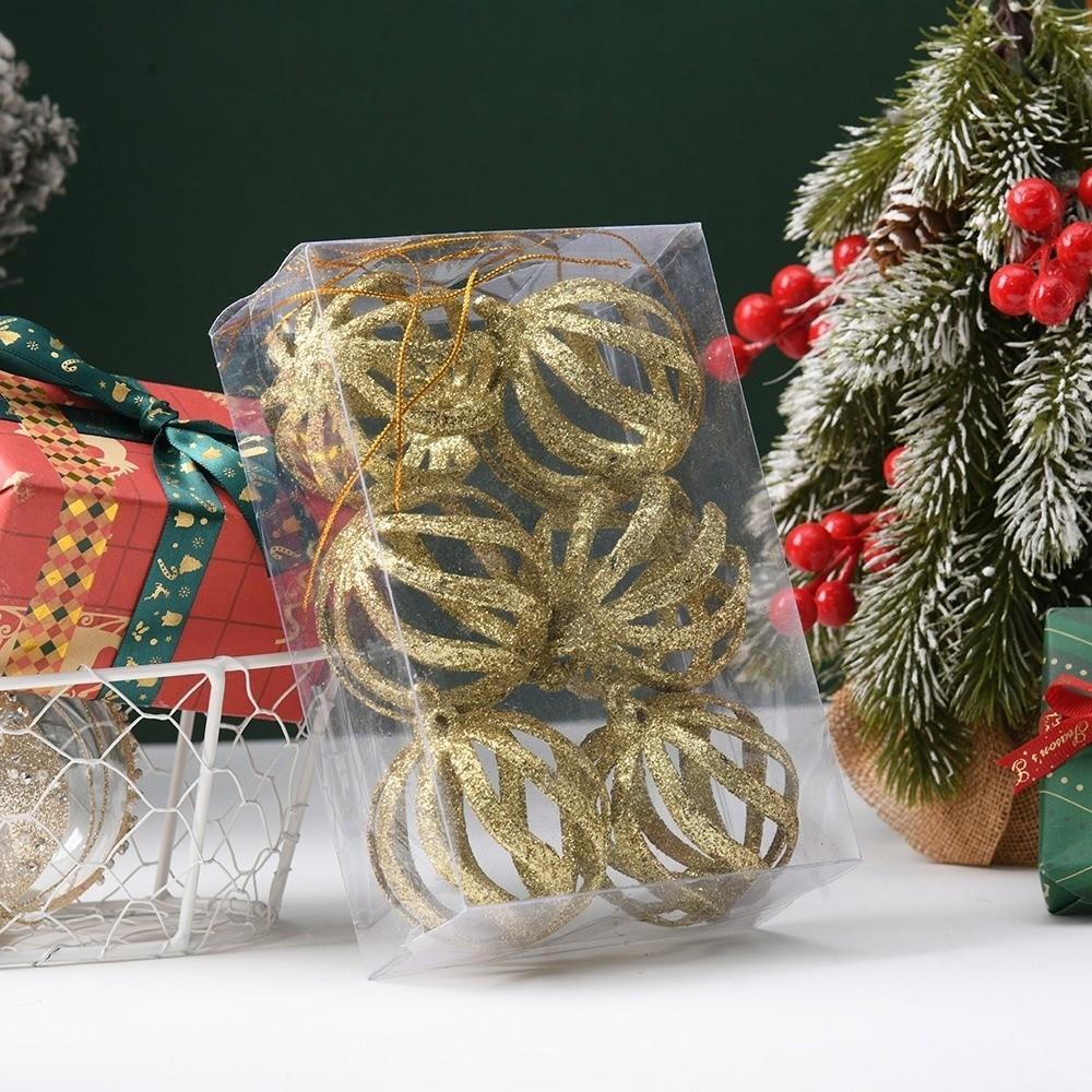 6pcs New Plastic Christmas Ball 6cm DIY Xmas Tree Charm Reusable Xmas Tree Ornament New Year