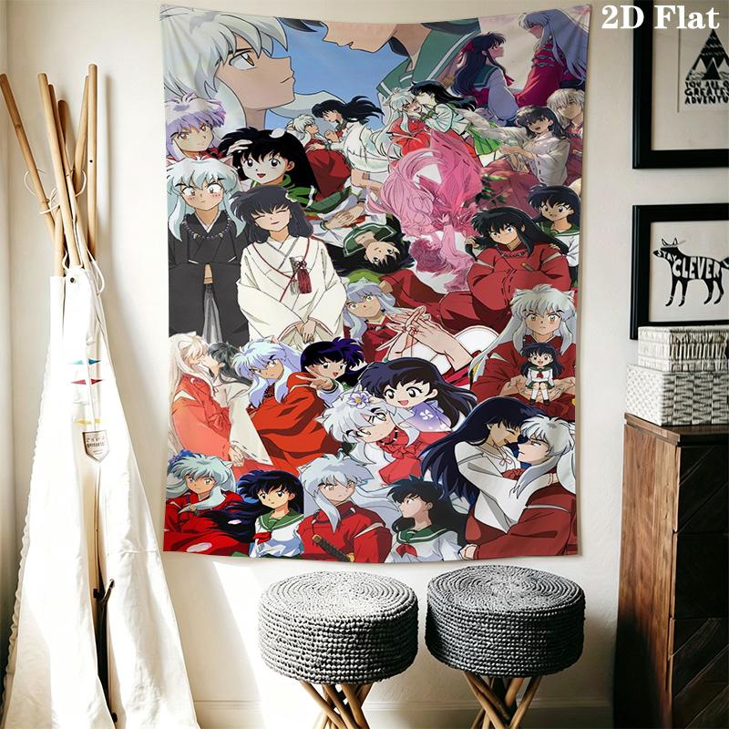 Inuyasha Timeless Adventures Tapestry Wallmounted Fashion Print Home Decor Wall Covering Decoration Homestay Soft Decoration Tapestry