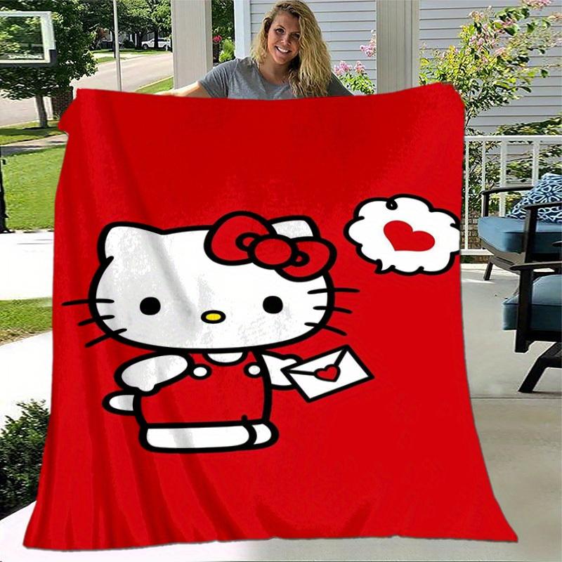 1pc. Hello Kitty Red Background Cute Cartoon Blanket - Perfect for Home, Office, Outdoor Use, Gift Idea, Suitable for Al