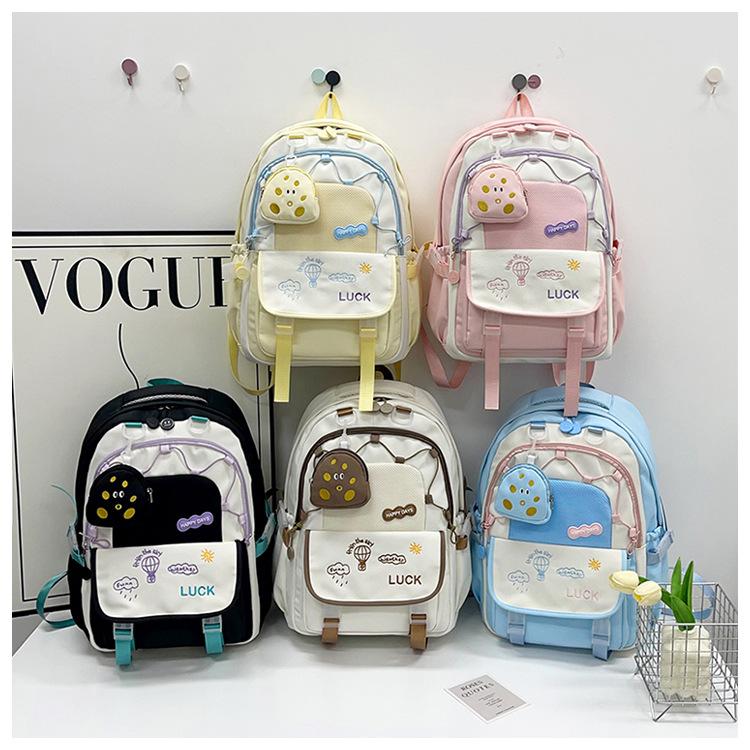 School bag Macaron girl backpack New primary school students large-capacity backpack Female junior high school students High school students