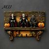 Lightweight Wooden Ghost Decor Halloween Key Holder, Lady Holder with 4 Hooks, Wall Entryway Organizer Rack Mounted Spooky for Hallway Home