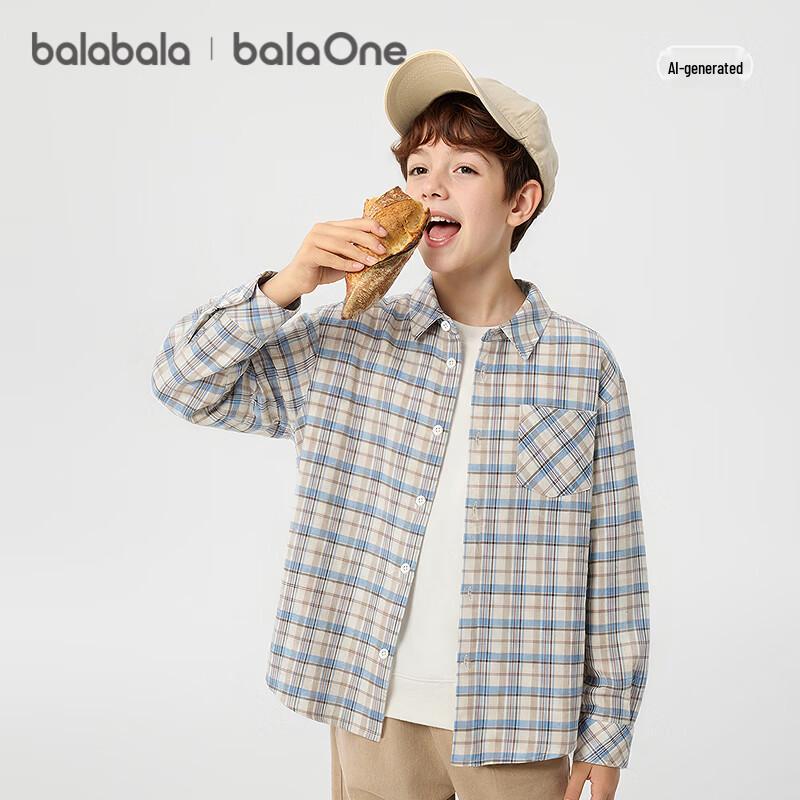 Balabala Kids' Plaid Long-Sleeve Shirt Jacket