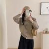 Autumn and winter new gentle wind twist knitted cardigan women's retro soft waxy lapel loose lazy sweater jacket