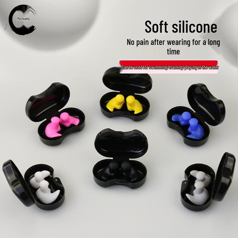 Silicone Waterproof Swimming and Diving Earplugs with Box - Adult Spiral Design