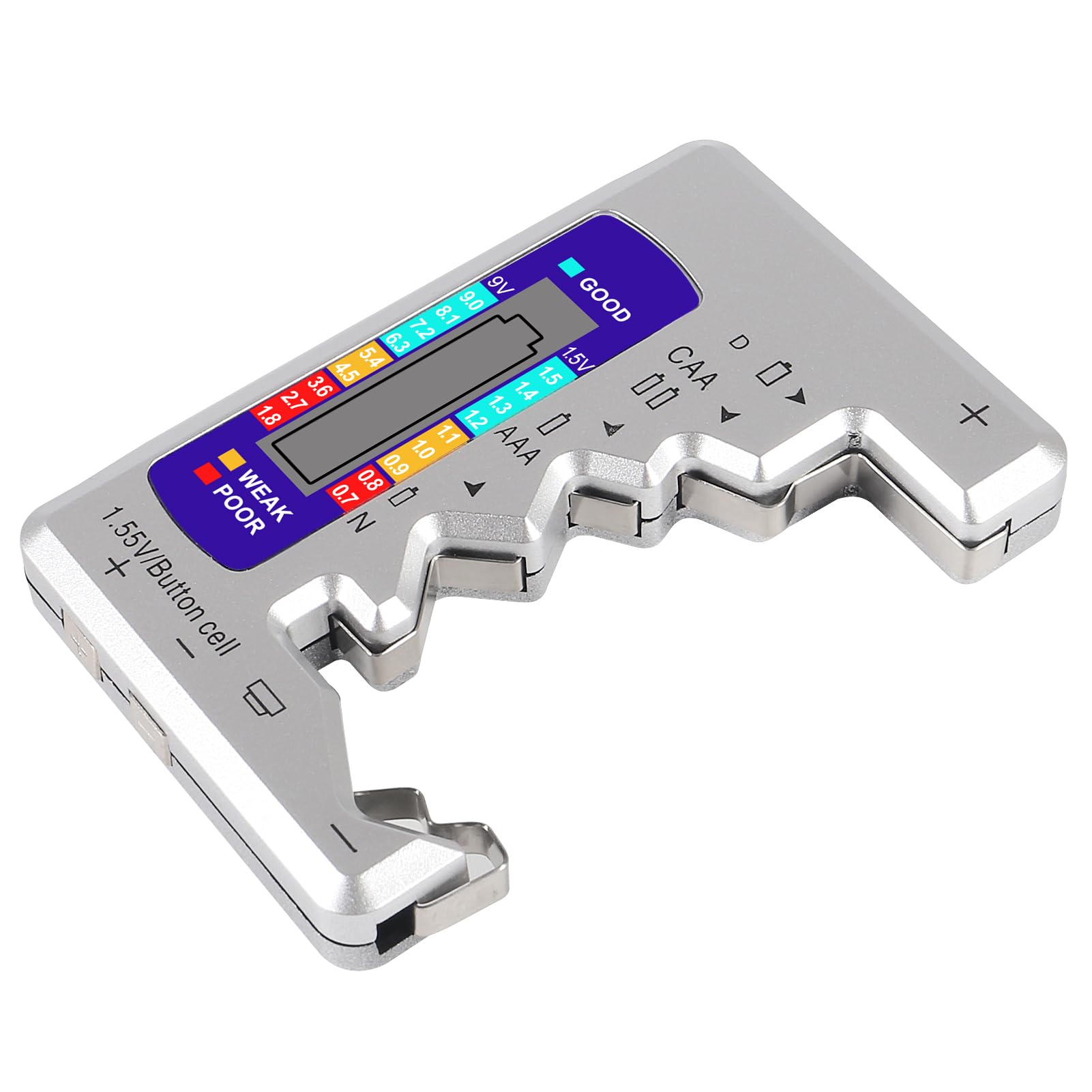 

Digital Battery Tester LCD Display Digital Checker Universal Battery Tester Volt Tester for AA/AAA 1.5V Button Cell Battery серебряный