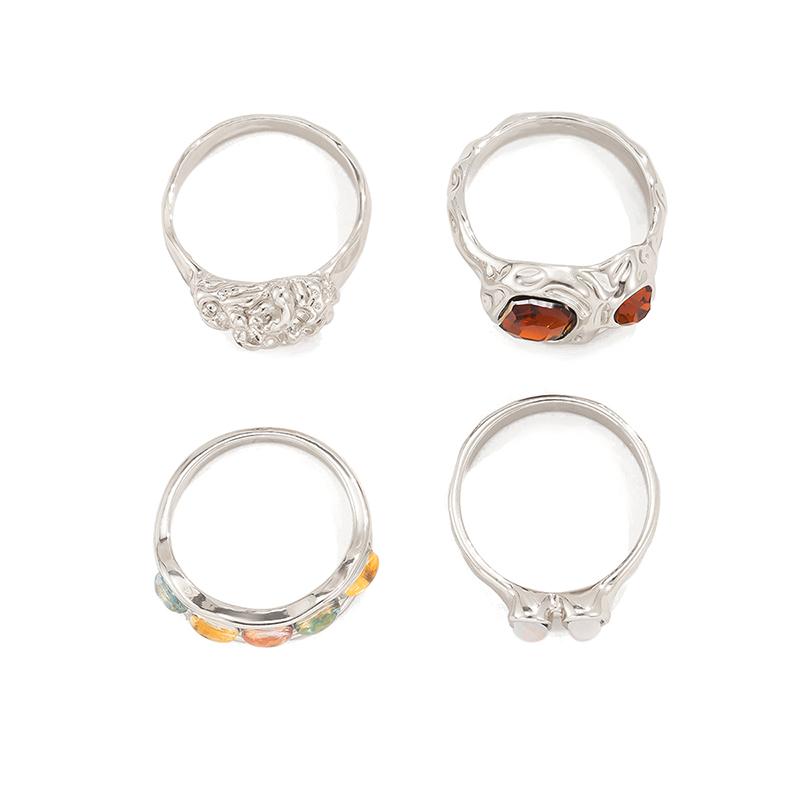4Pcs Personality Versatile Bohemian Ring Set For Women Girls Sweet Cool Luxury Geometric Finger Ring Jewelry Accessories Gifts