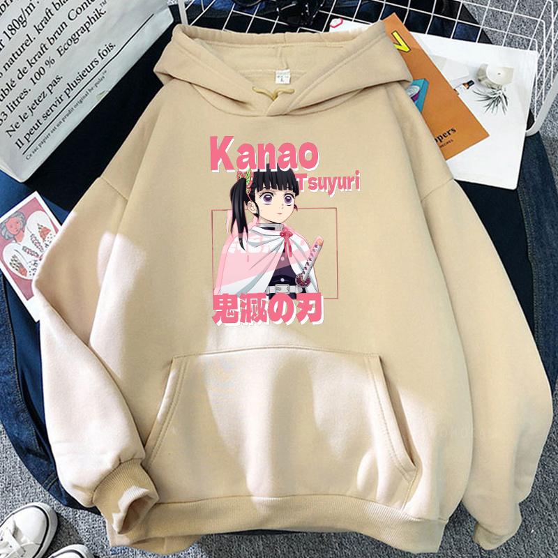 

Аніме Demon Slayer Kanao Tsuyuri Kawaii Print Hooded Чоловіки Жінки Худі Kimetsu No Yaiba Streetwear Harajuku Унісекс Світшот L хакі