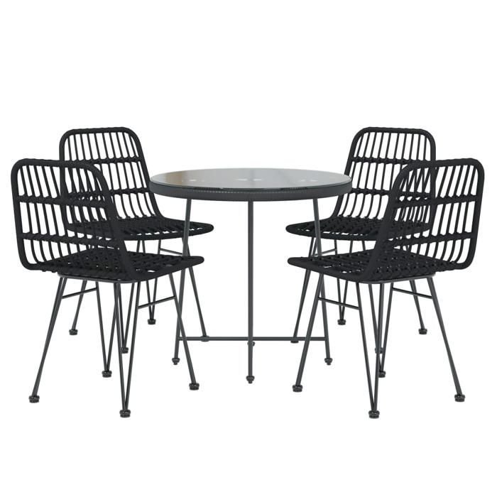 VidaXL Ensemble à manger de jardin 5 pcs Noir Résine tressée, ensemble de patio, ensemble bistro de jardin, ensemble de 3157844