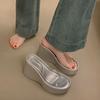New Women Shoes Thick Slides Sexy Pumps Fad Flip Flops PVC Transparent High Heels Slippers Women Casual Outdoor Beach Shoes