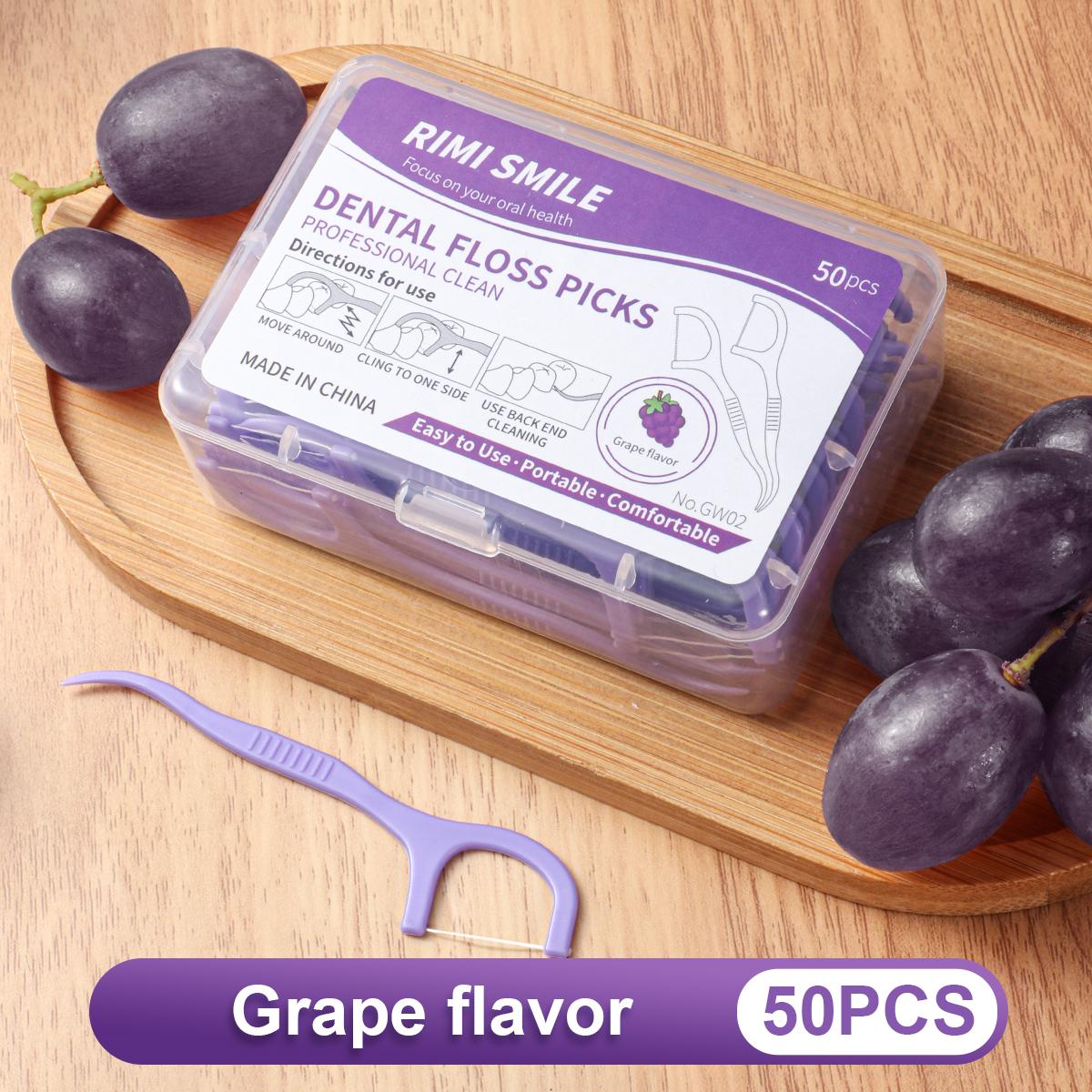

50 шт./коробка зубочистка с зубной нитью с фруктовым вкусом на выбор, подходит для инструментов для межзубной чистки фиолетовый