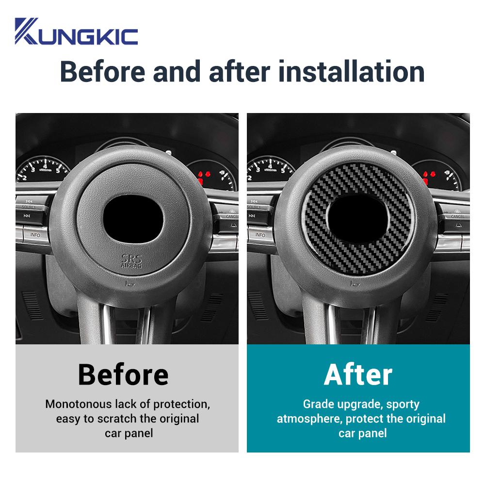 Real Soft Carbon Fiber Sticker For Mazda 3 Axela 2019-2025/CX-30 2020-2025/CX-50 2025-2025 Car Steering Wheel Center Trim