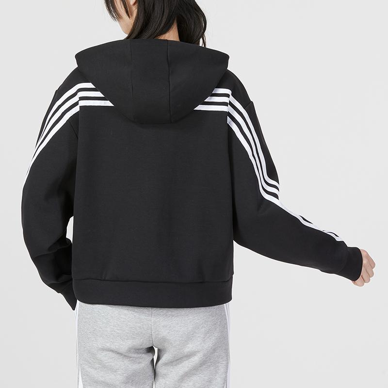 Adidas Dámská bunda Essentials 3-Stripes s kapucí a zipem po celé délce Černá HT4715