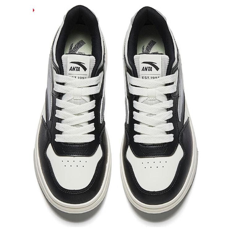 Anta Street GZ Fashion Comfortable Wear-Resistant Lightweight Increased Height Low-Top Skate Shoes Men Skate Shoes Black White Gray 112448011-3