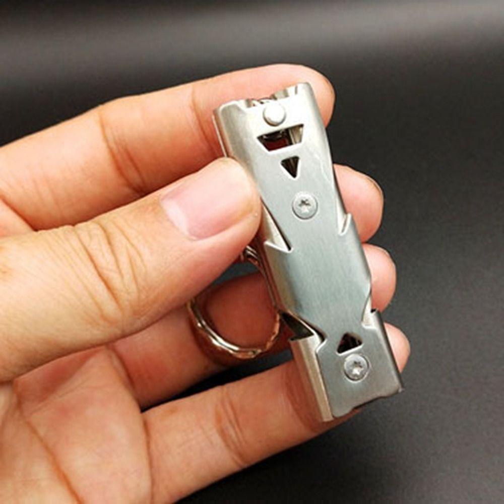 6 Colors High Decibel Whistle Stainless Steel Double Pipe Whistle Camping Hiking Tool  Outdoor Tool
