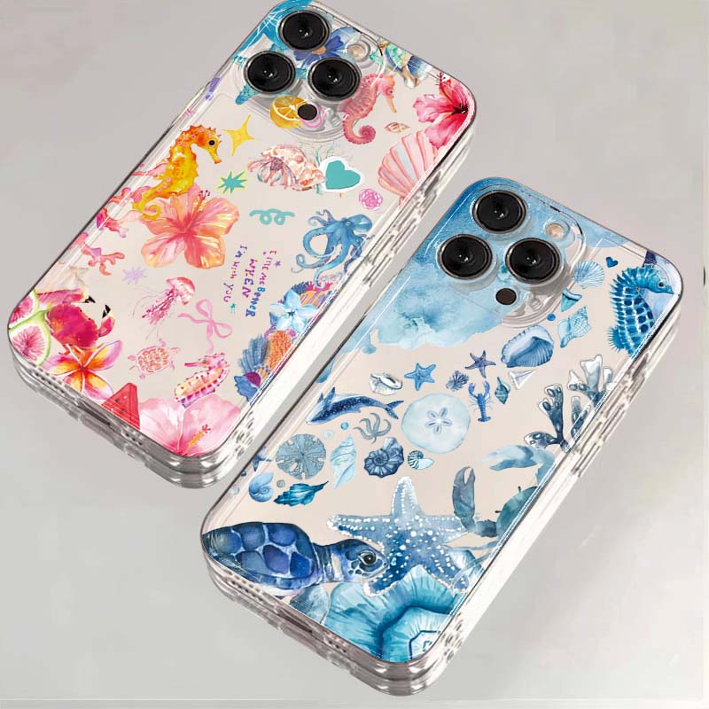 Summer Marine Seafood Phone Case For Samsung Galaxy S26 S23 S24 S22 S25 Ultra Plus Cover For Galaxy S25+ S24+ S23+ S26+ Fundas
