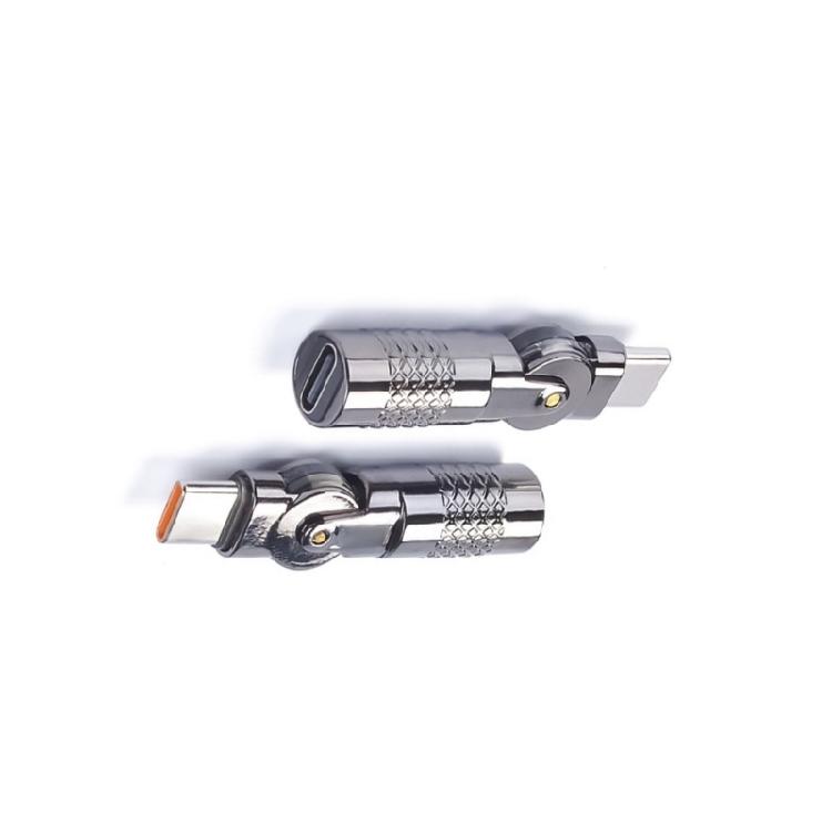 Aluminum Type C/USB To Type C/USB 90 Degree Adapter For 60W Quick Charging Data Transfer Across Multiple Devices