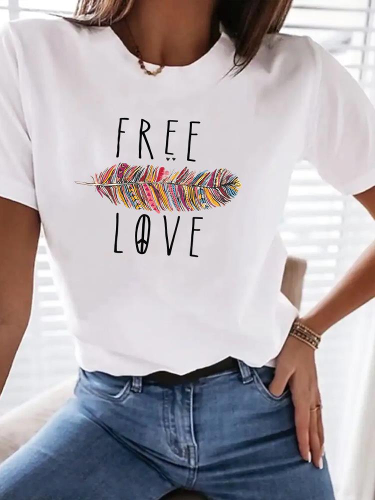 (Aziatische maat) letter bloem schattig Print Dameskleding T-shirt Top Vrouw Korte Mouw T-shirt Mode Vrouwelijke Grafische T-shirts