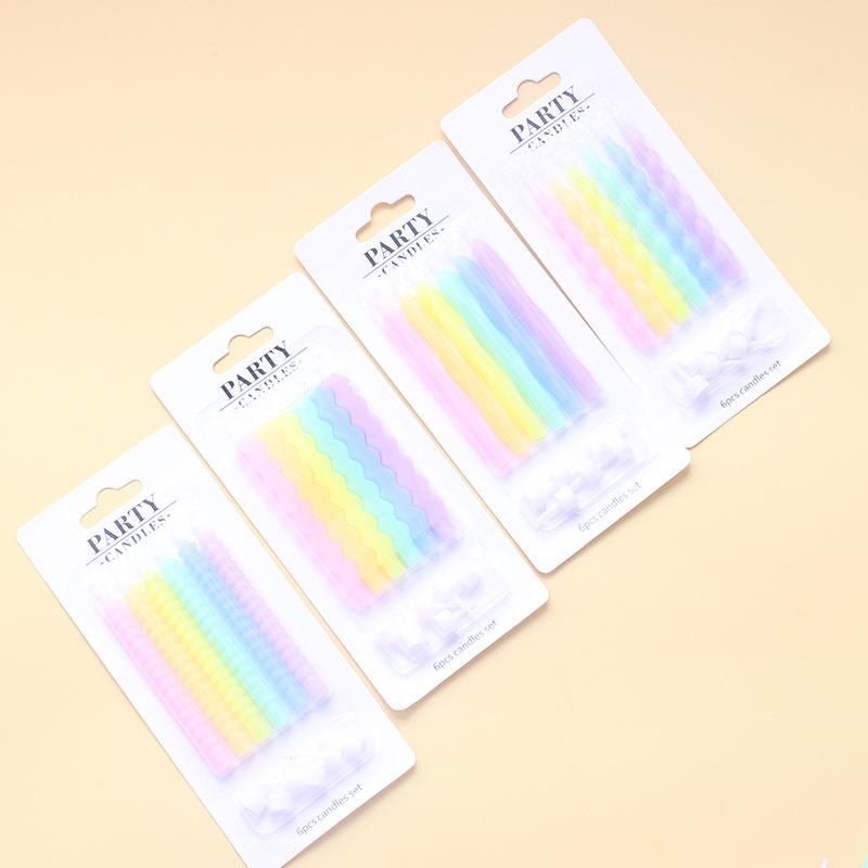 Colorful Birthday Candles Creative Romantic Party Spiral 6-piece Suction Card for Baking Decoration