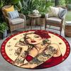 Retro Victorian Style Beauty Print Pattern Fashionable Circular Dining and Living Room Floor Mat Rugs Living Room Bedroom Decor