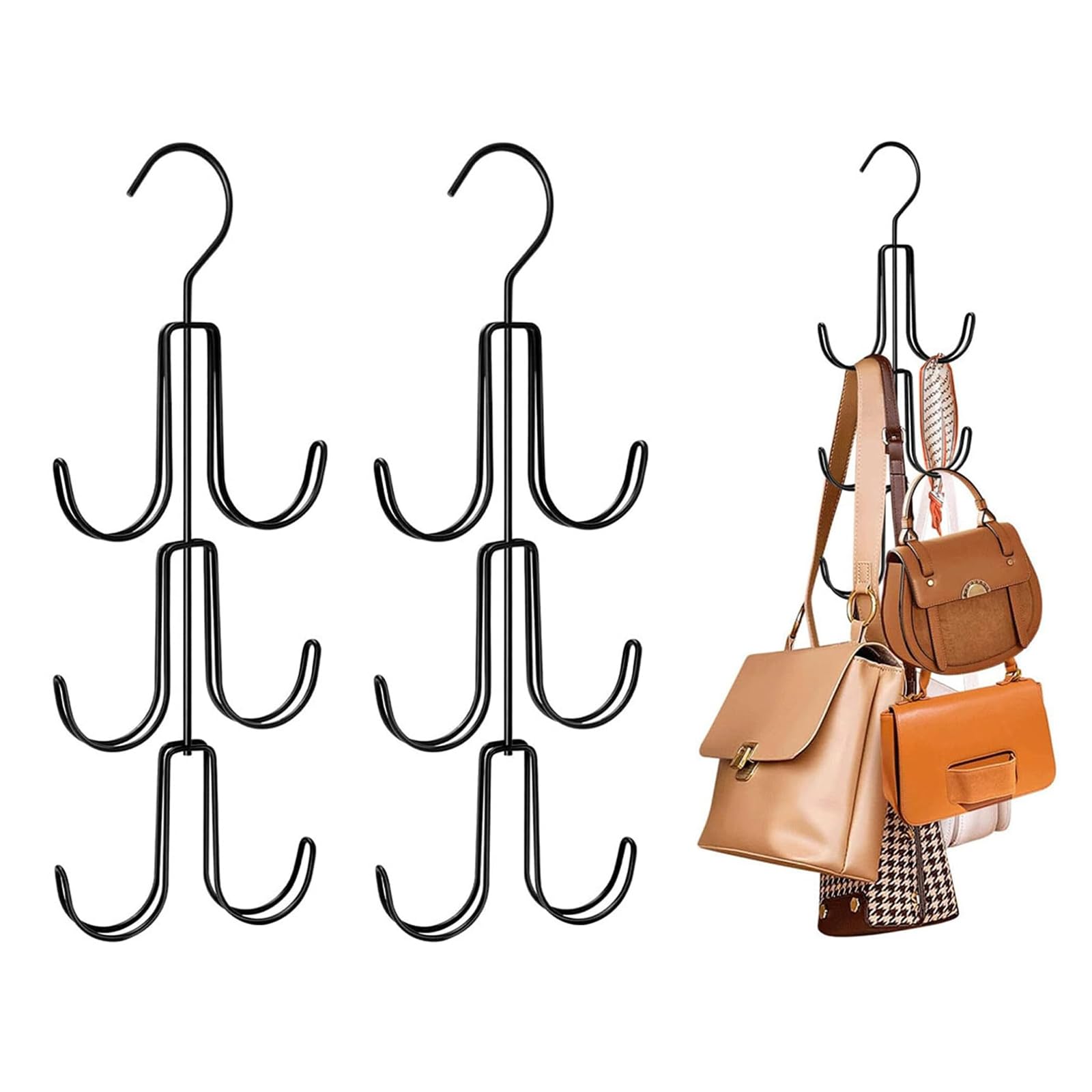 

Coollooda Bag Storage Rack of Rotating Hook 360 Degree Rotating Bag Holder Bag Hanger Hook Closet Small Item Storage Hat Hanging Rack Clothes Rack чёрный