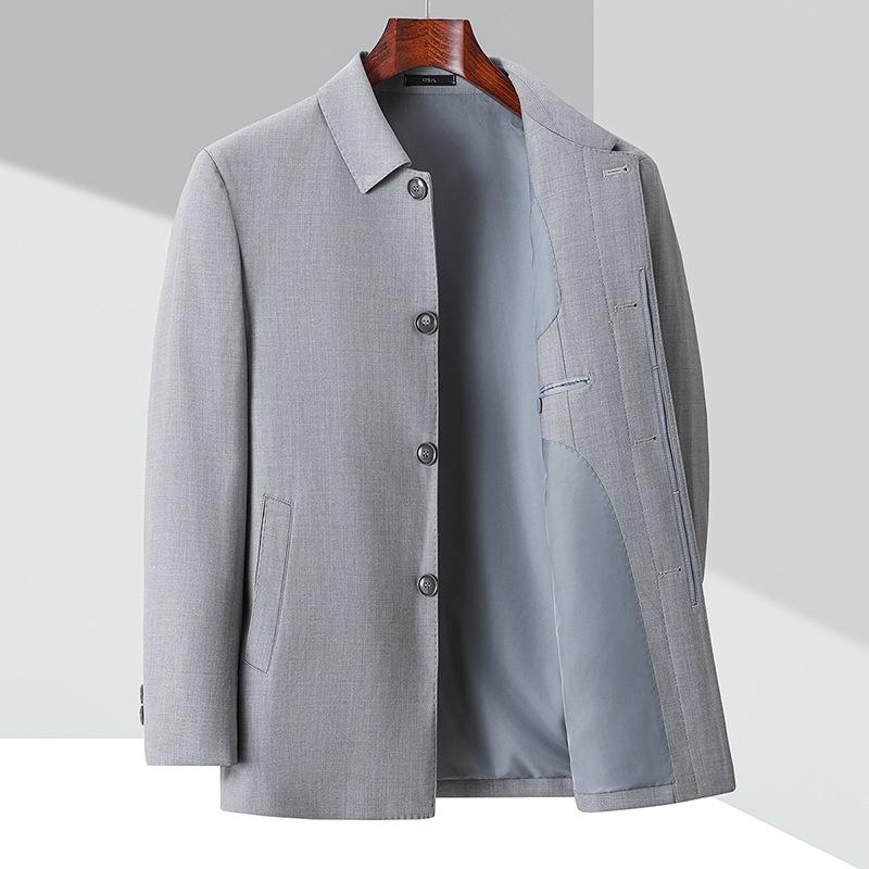 Middle-aged Buttoned Wool Jacket Men's Autumn Business Coat Top Middle-aged and Elderly Father's Jacket Leader Cadre Jacket