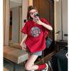 New Chinese style pure cotton short-sleeved T-shirt women's print new spring and summer interior with casual half-sleeved red top tide