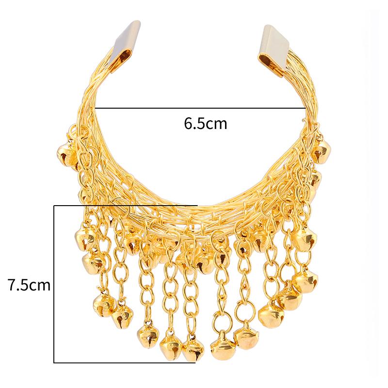 Mode Bauchtanz Gold Armband Ethnischer Tanz Metallglocke Armkette Bekleidung Glocke Armring Indischer Tanz Aufführungszubehör