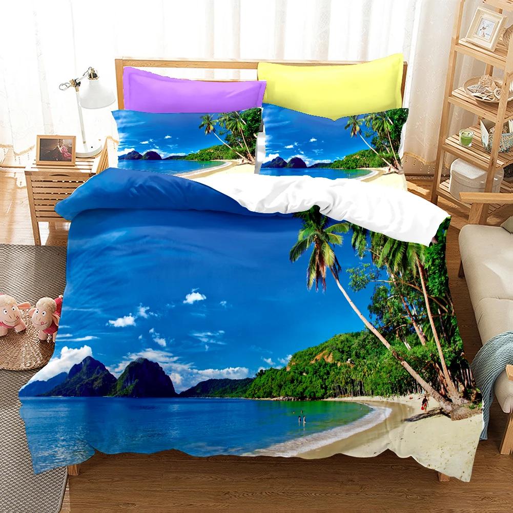 3D Print Coconut Tree Duvet Cover Set King Size Bedroom Set Bedding Ropa De Cama 200x200 Bed Sets For Girl 100% Polyester Fibre