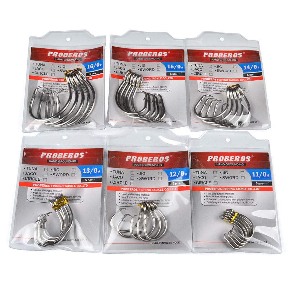 Free Samples Sea Fishing Stainless Steel Hooks Barbed Tuna/Shark Hook for Boat Fishing High Quality Preservative 5pcs/bag