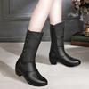 Winter New Medium Boots Fleece Thickened Thick Heel Mother Boots Side Zipper Women's Fashion Boots