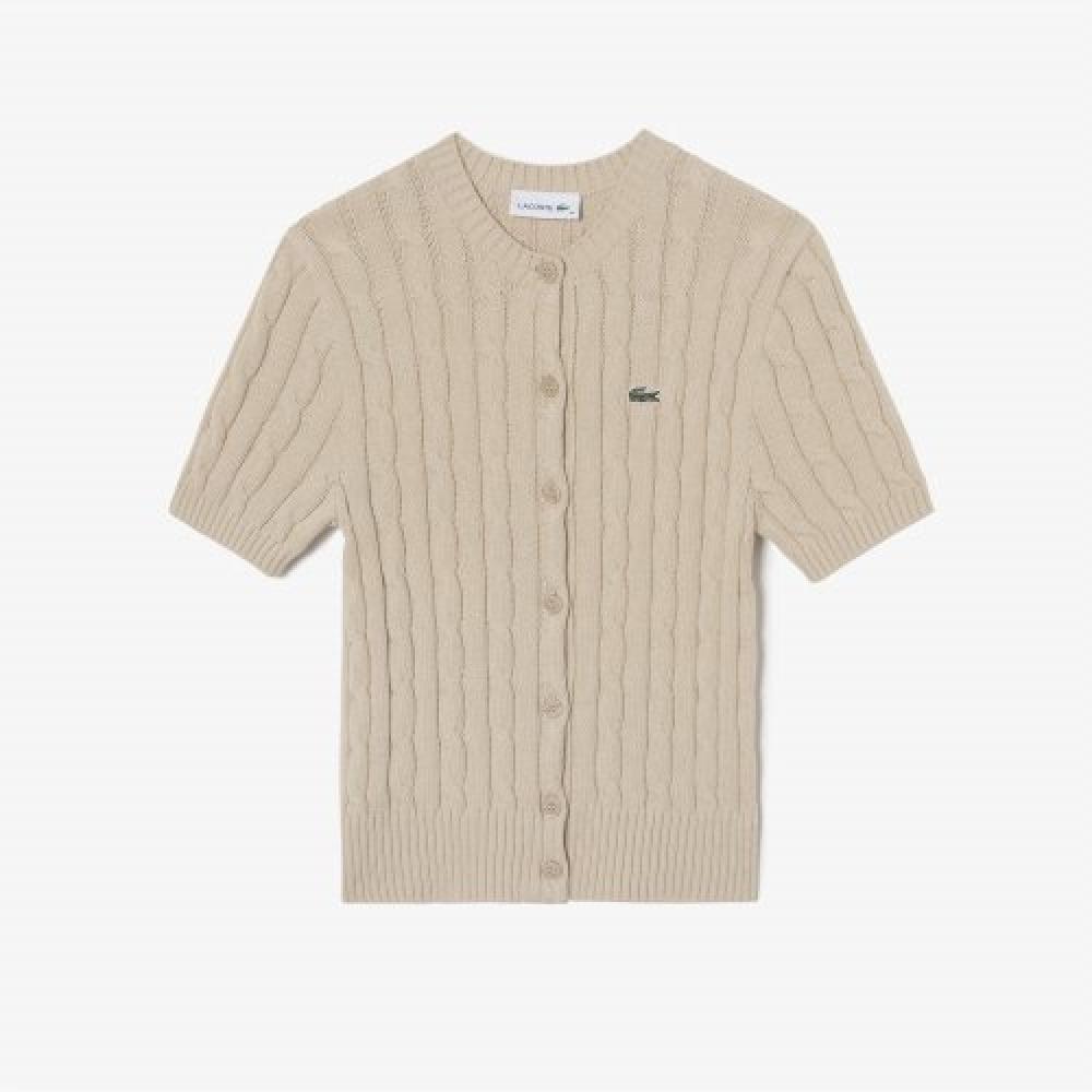

LACOSTE Женский кардиган с короткими рукавами [Светло-бежевый]
