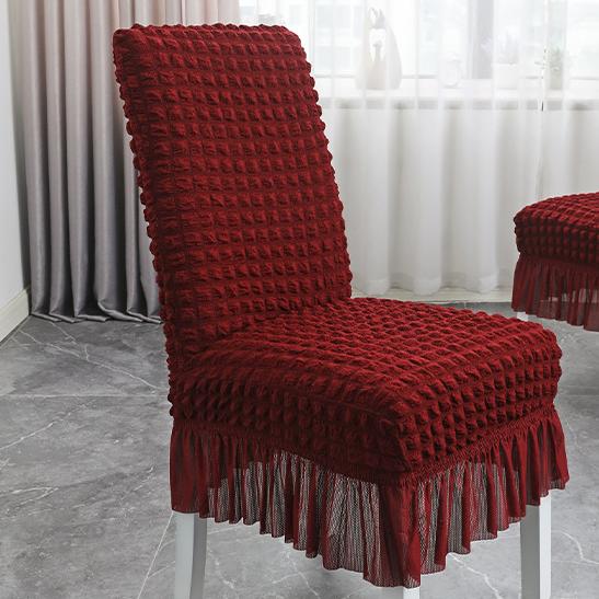 Household Elastic Integrated Dining Chair Cover Lace Skirt Hem Simple and Thickened Chair Cover Bubble Wrap Chair Cover