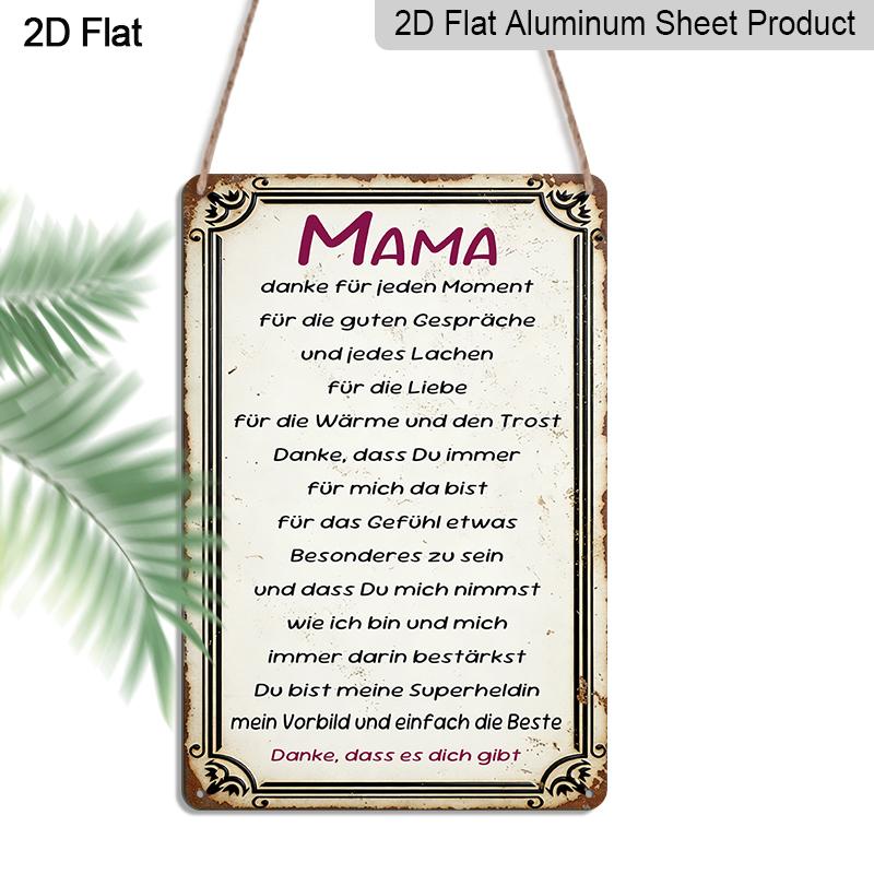 

2D Flat 1pc Mama German Thank You Metal Sign 7.87x11.81inch - Aluminum Heartfelt Mother s Day Decor for Home, Kitchen, Bedroom - Durable Dustproof 20*30cm