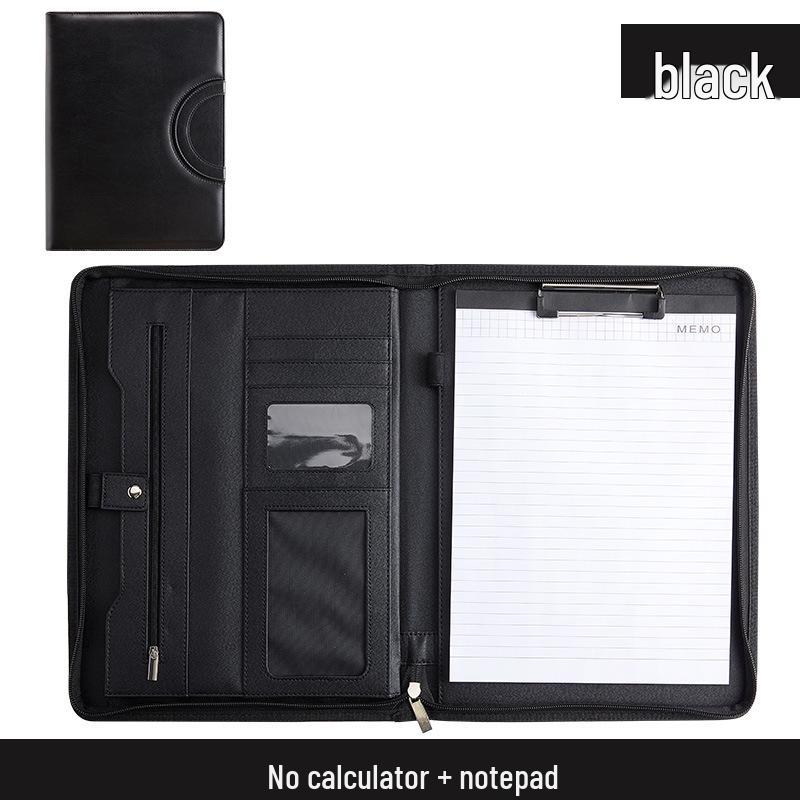 A4 Business Folder with Calculator and Zipper - Sales Manager's Document File Folder