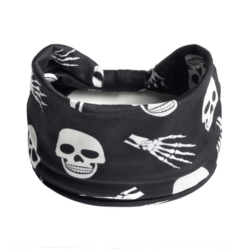 Halloween Druck Stirnbänder Damen Mädchen Mode Haarband Schädel Vintage Kreuz Turban Bandage Bandanas Haarreifen Haarschmuck