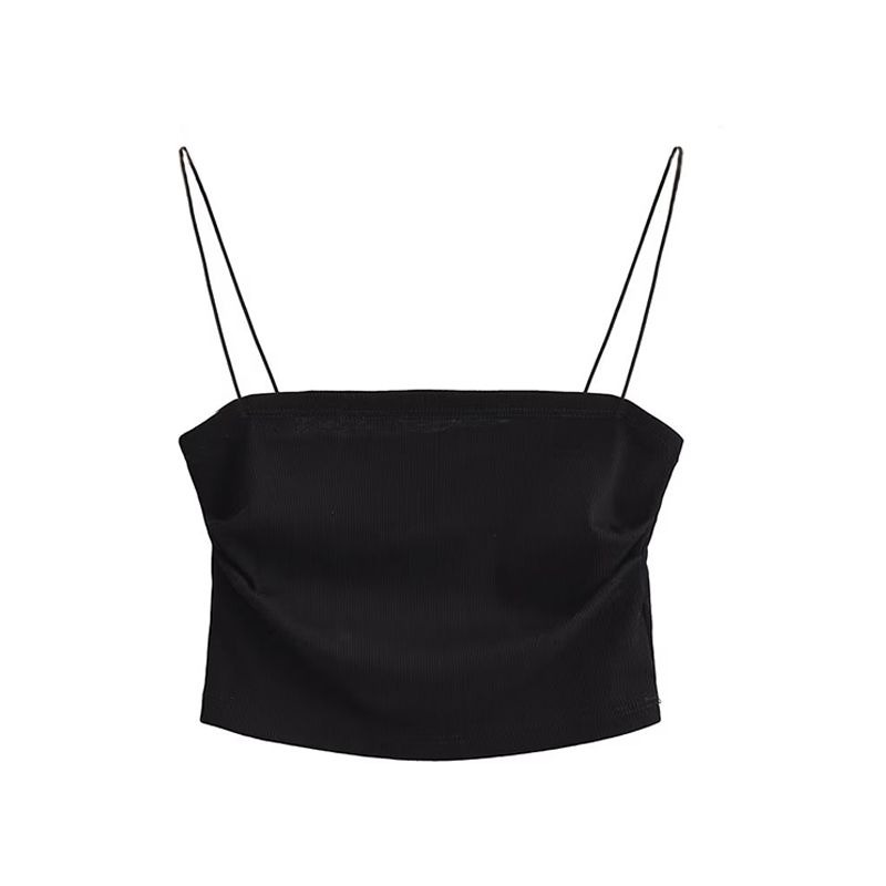 Summer Outwear Chest-Flattering Sexy Sling Women's Side Pleating Flat Vest Sleeveless Short Sexy Tops