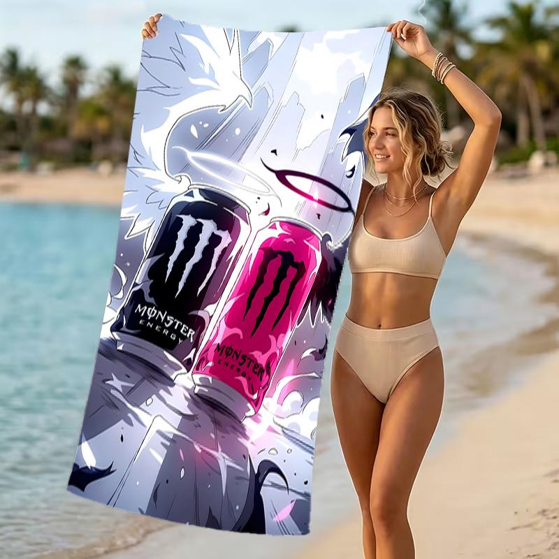 Strandtuch mit Monster Energy LOGO Muster - weich, saugfähig, maschinenwaschbar Leicht&Modern, Schwimmen, Reise-Essentials