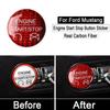 Dla Ford Mustang 2015 2016 2017 2018 samochód-styling rozruch silnika przycisk naklejka pokrywa prawdziwe włókno węglowe