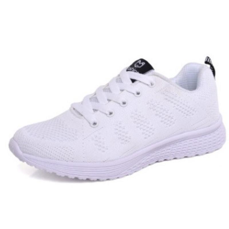 

Women Light Running Sports Shoes Fashion Knitted Mesh Casual Sneakers Leisure Walking Shoes Non-slip Flats 35 белый