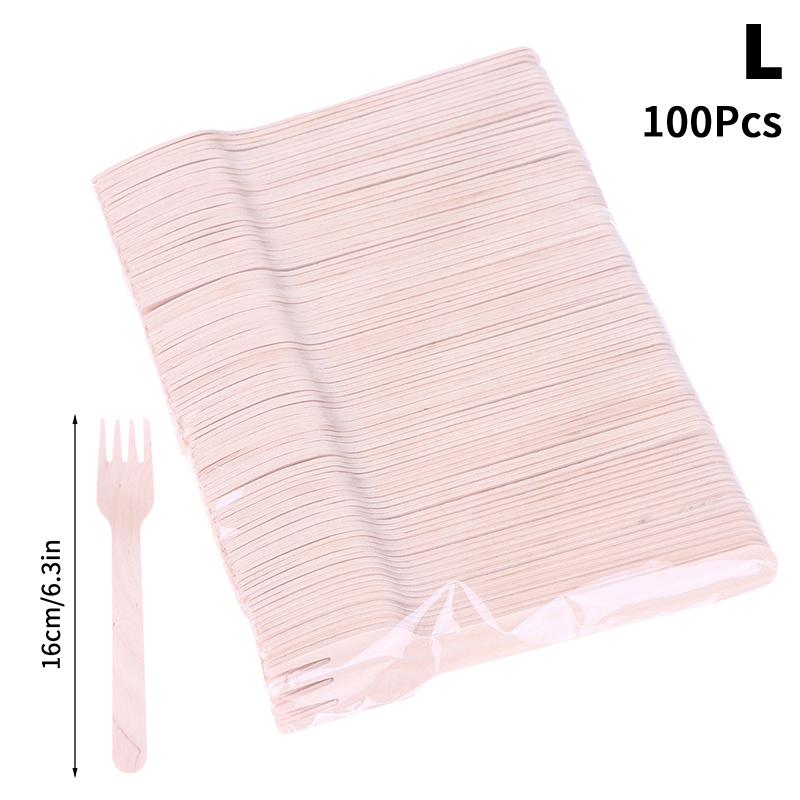 100 Pcs Disposable Wooden Cutlery Forks/Spoons/Cutters Knife Party Supplies Kitchen Utensil Dessert Tableware Packing Set