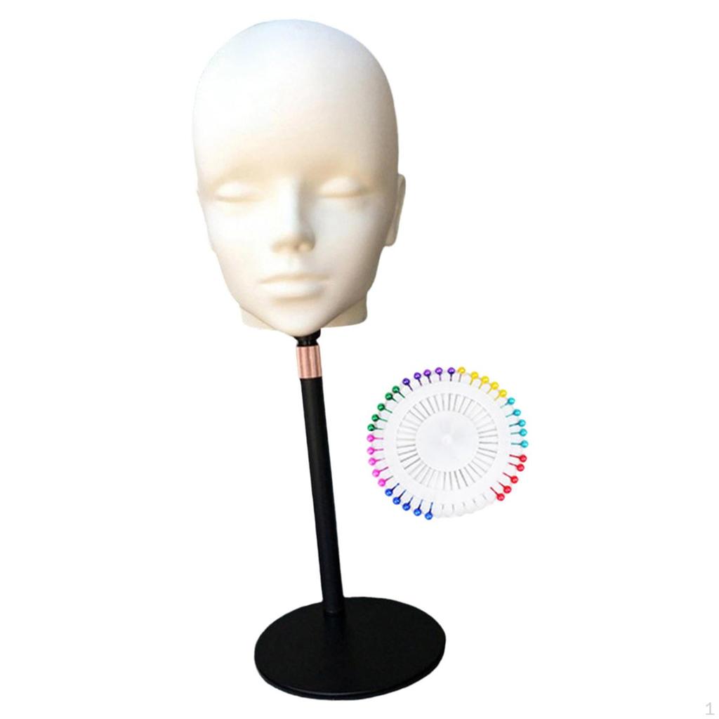 Bald Mannequin Head Adjustable Stand Gifts Lightweight Realistic Sturdy Wig Making Multifunctional