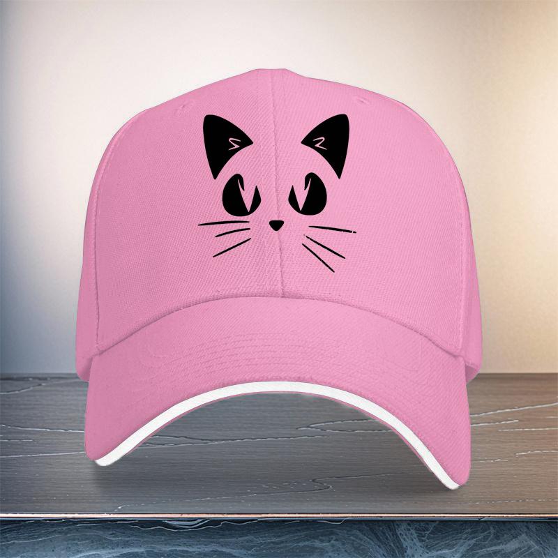 Cute Cat Face Baseball Cap Polyester Adjustable Outdoor Sports Hat Unisex