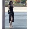 Coffee break French floral suspender dress for women's summer new seaside vacation style super good-looking temperament long skirt
