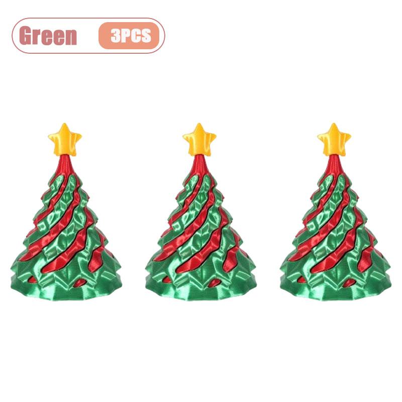 1-10PCS 3D Printed Spiral Christmas Tree Ornament Dual Color Swirl Cone Stress Relief Toy Creative Xmas Decor Kids Gift Home