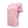 Damenmode Sommer Neu Lässig Rundhals Kurzarm Spitze Plissee T-Shirt Top