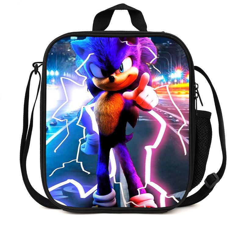 Sonic Lunch Bag Student Picnic Bag Oxford Cloth Cartoon Printed Portable Lunch Box Bag