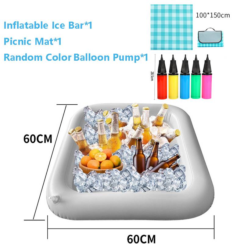 Inflatable Cooler Serving Bars Pool Party Coolers Food Holder Ice for BBQs Picnics Indoor Outdoor Luau Supplies with Drain Plug