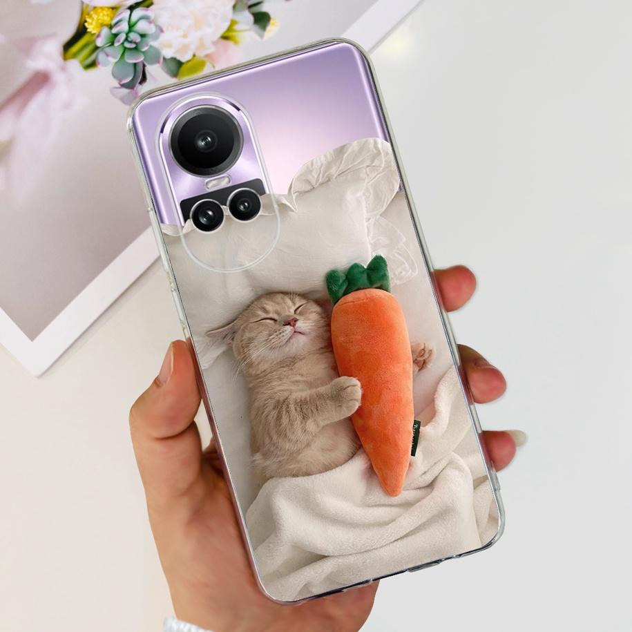 For Oppo Reno 10 Pro 5G Case Reno 10 Phone Case Fashion Flower Cartoon Clear Silicone Shockproof Cover For Reno10 Pro Plus Coque