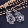Natural Sage Amethyst Gemstone Handmade 925 Sterling Silver Earring 2.30" o1s38