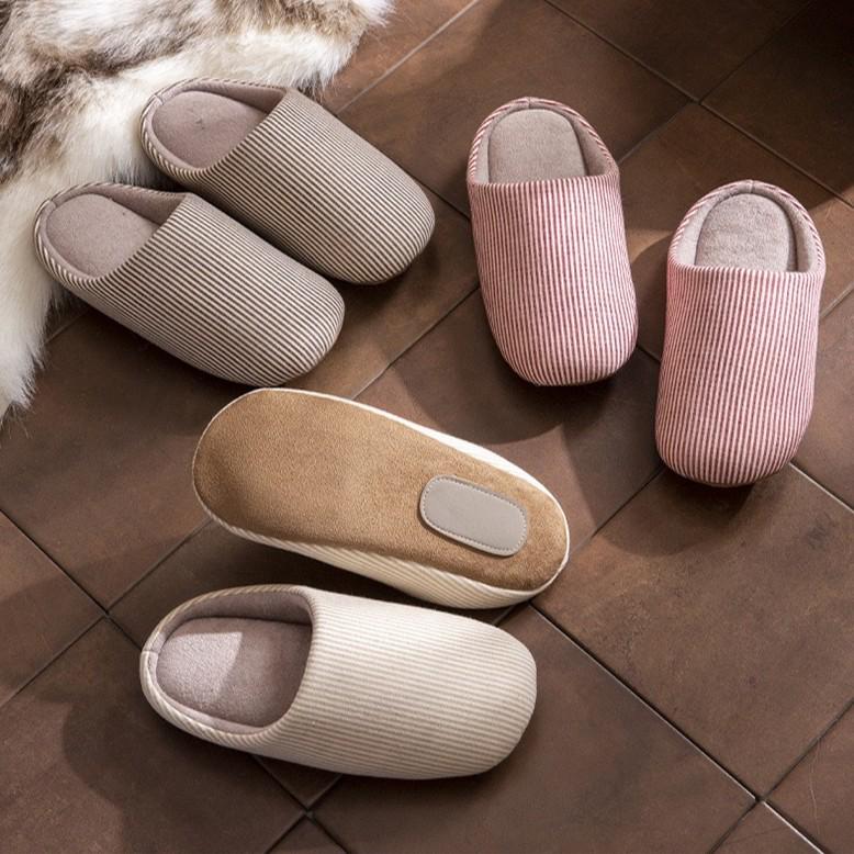 Zapatillas de Algodón Silenciosas Estilo Japonés para Mujer - Suela Blanda Cuatro Estaciones, Terciopelo Cálido, Silenciosas para Interiores, Ideales para Posparto, Parejas